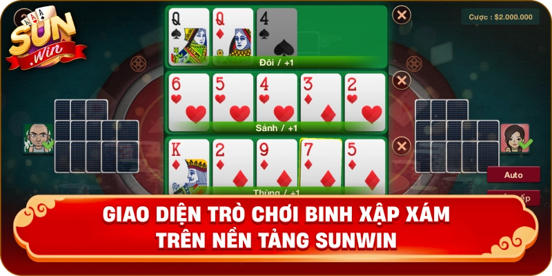 Giao diện trò chơi binh xập xám trên nền tảng Sunwin.